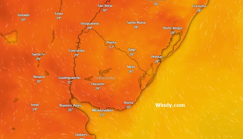 Ola de calor sobre Uruguay en los próximos días