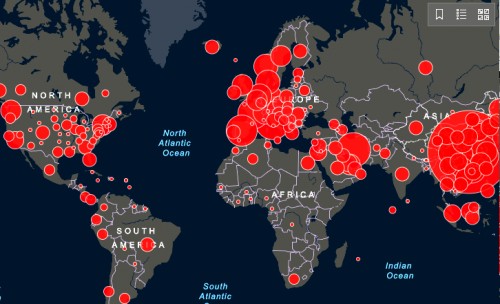 Mapa actualizado de la situación del coronavirus en el mundo